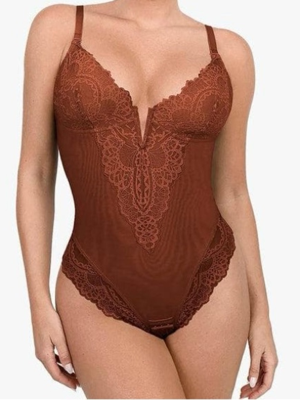 Shapewear Full Coverage Plunging Lace
Slimming Bodysuit